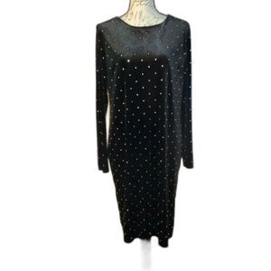 Jennifer Lopez Black Embellished Long-Sleeve Dress (Size XL)